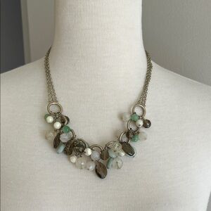 Talbots Green and White Beaded Necklace